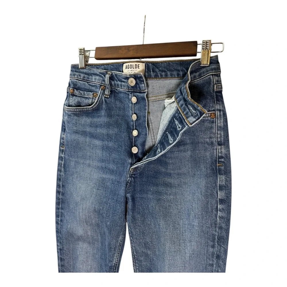 AGOLDE Womens Nico Jeans 26 High Rise Slim Straight Denim Button Fly Medium Wash